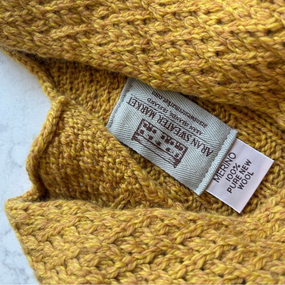 Aran Sweater Market Sweaters - Women's Mustard Merino Wool Sweater Poncho Super Soft Cable Stitch